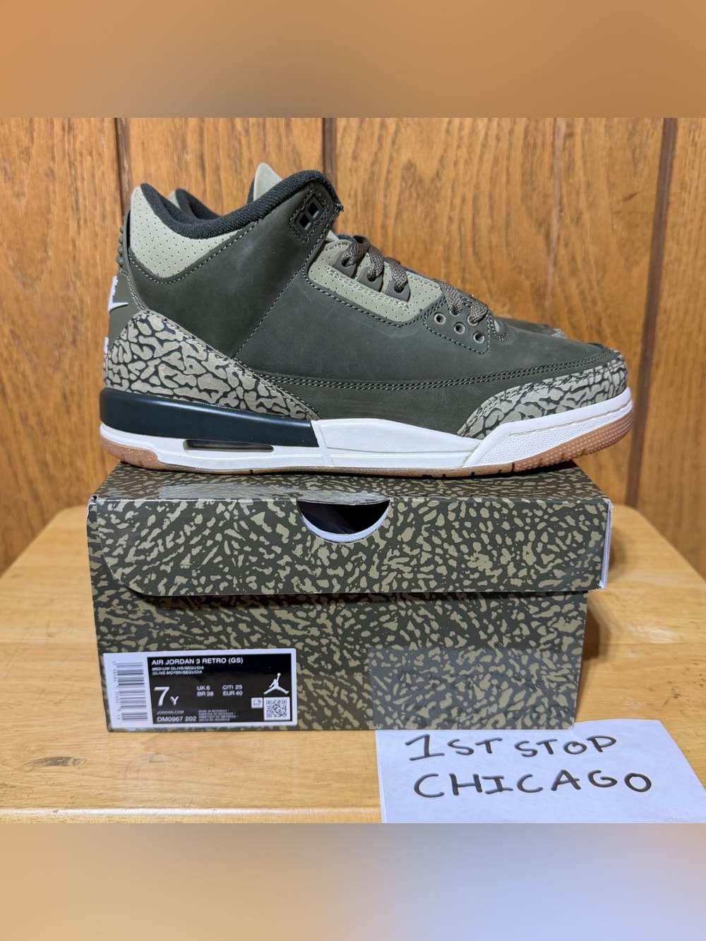 Nike Air Jordan 3 Retro Family Affair Medium Olive DM0967-202 GS Youth 7Y NEW
